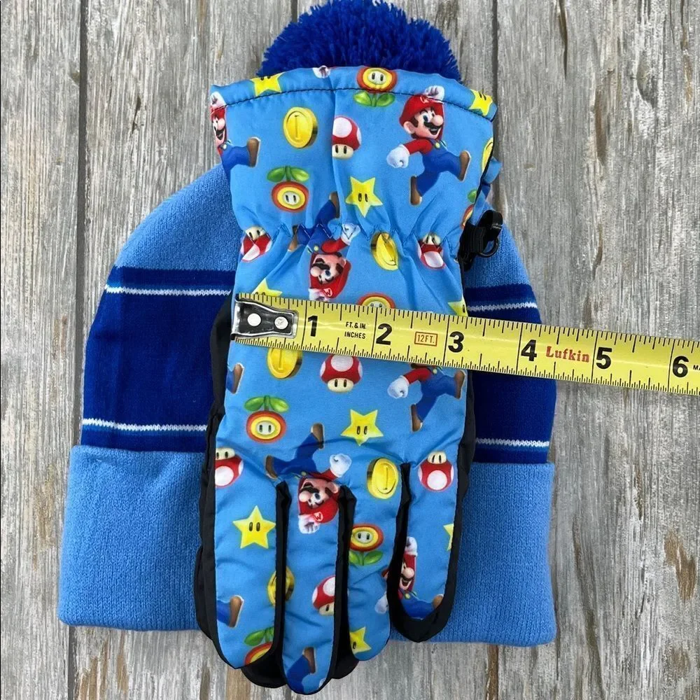 Super Mario & Sonic The Hedgehog Beanie Hat & Gloves 4-Piece Set